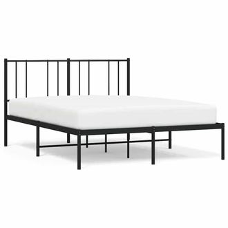 Berkfield Home Metal Bed Frame with Headboard Black 160x200 cm
