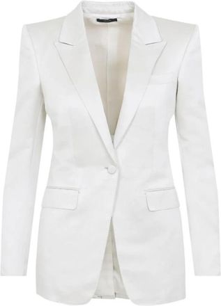 Tom Ford Single-Breasted Satin Blazer - Dames - Blazers - Wit - S - Katoen - Jassen
