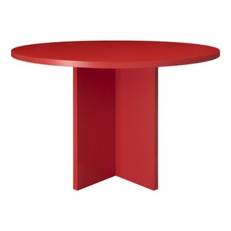 Really Nice Things Mesa de comedor redonda tablero laminado de 3cm rojo llama 120cm