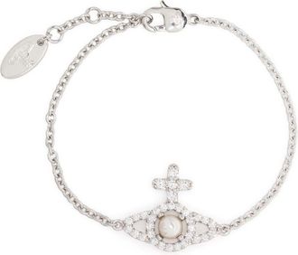 Vivienne Westwood Olympia Pearl Chain bracelet - unisex - Brass - OS - Silver
