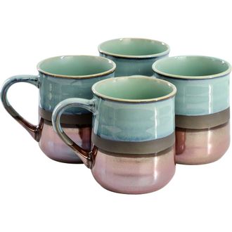 Gibson Home Copper Tonal 4 Piece 18 Ounce Stoneware Cup Set in Green at Nordstrom