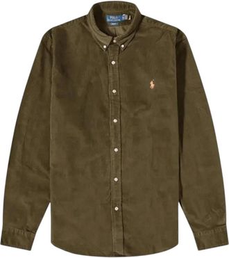 Ralph Lauren Slim FIT Corduroy Shirt Olijfgroen - Heren - Casual Overhemden - Groen - XL - Katoen - Overhemden