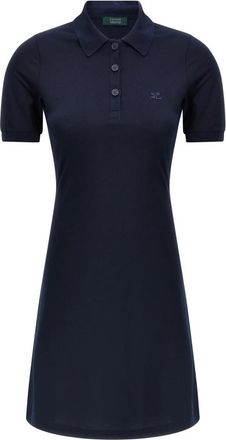 Courr&egrave;ges Piqu&eacute; Polo Jurk - Dames - Korte kleedjes - Blauw - S - Katoen - Kleedjes