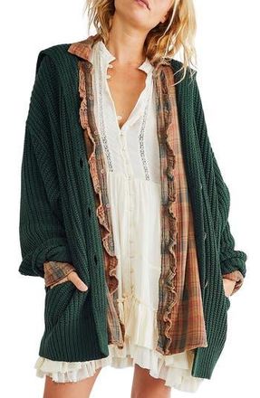 Free People Swim Too Deep Cardigan in Deepest Spruce at Nordstrom Rack, Size X-Large