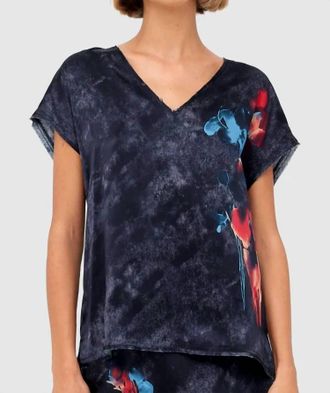 Go Silk Go Raw Revisited Printed Place Blouse In Blackout