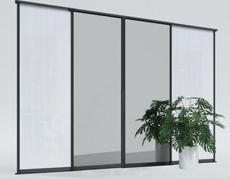 OEM Puertas Correderas Para Armario De 265x260 Cm, 2 Cristales Blancos Brillo, 2 Espejos