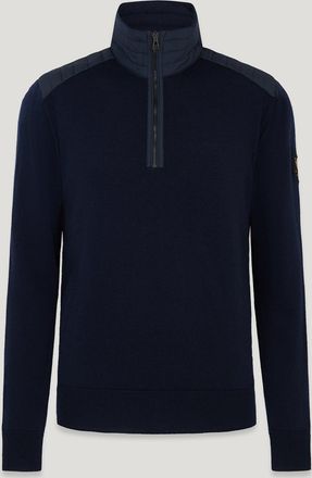 Belstaff Kilmington Quarter Zip Jumper Mens Merino Wool Dark Ink Size 2XL