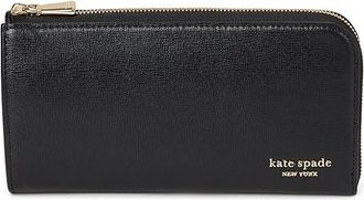 Kate Spade New York Devin Saffiano Leather Zip Around Continental Wallet Wallet Womens Handbags Black, Leather/Polyester