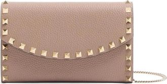 Valentino Kleine Rockstud Crossbody Tas van Gekorreld Kalfsleer - Dames - Schoudertassen - Roze - ONE Size - Leer - Tassen
