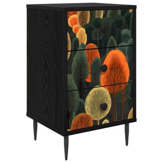 vidaXL Mesa De Noche Zaandam Roble Negro 36 X 33 X 61 Cm Vidaxl