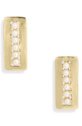 Karine Sultan Faux Pearl Rectangular Drop Earrings in Gold at Nordstrom Rack