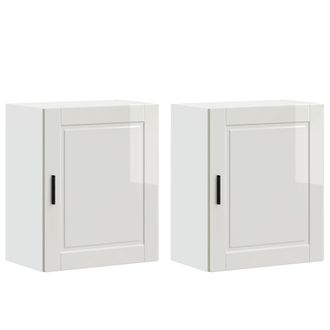 vidaXL Pensili Da Cucina 2 Pz Porto Bianco Lucido In Legno Multistrato - Vidaxl