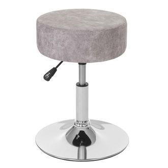 Hhg D&eacute;coshop26 - Tocador Regulable En Altura Taburete De Maquillaje &Oslash; 35cm Ante Sint&eacute;tico Gris Vintage 040005329