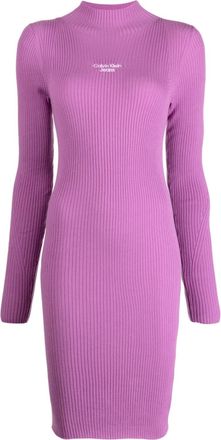 Calvin Klein Jeans logo-detail bodycon dress - women - Lyocell/Polyamide - M - Purple