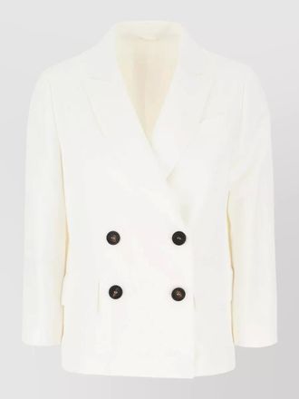 Brunello Cucinelli jersey blazer structured shoulders button detailing