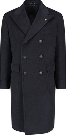 Tagliatore Dark Grey Rupert Double-Breasted Cashmere Coat