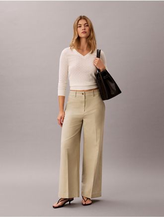 Calvin Klein Jeans Calvin Klein Womens Chino Wide Leg Pants - Neutral - 10