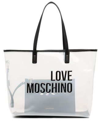 Love Moschino Draagtas met reli&euml;f-logo - Wit