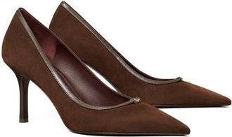 Tory Burch Double T Buckle Pointed Toe Pump in Dark Cocoa /Dark Cocoa at Nordstrom, Size 10.5