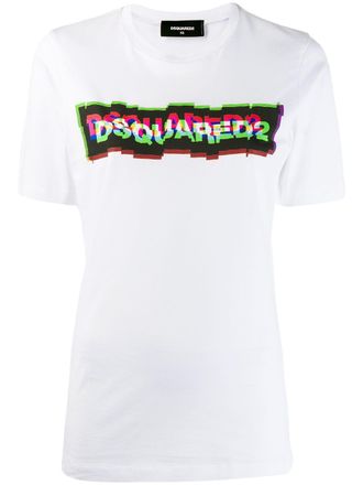 Dsquared2 3D-effect logo print T-shirt - women - Cotton - L - White