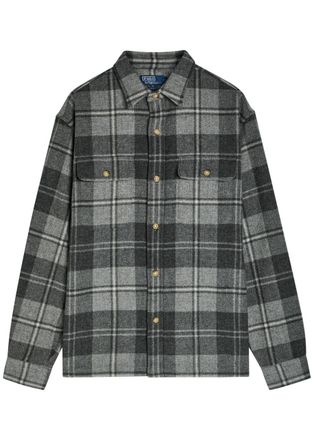 Polo Ralph Lauren Plaid Wool Overshirt - Navy - Xxl