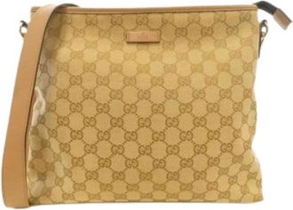 Gucci Pre-owned Cross Body Bags, female, Beige, Size: ONE SIZE Pre-owned GG Canvas Shoulder Bag