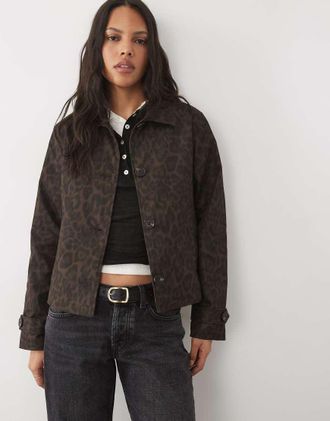 Threadbare trench corto leopardato-Neutro