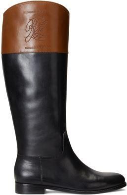 Ralph Lauren Justine Tall Riding Boots for Women in Black and Brown Leather