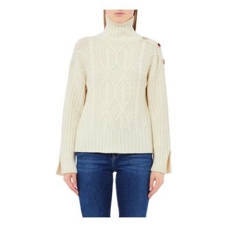 Liu Jo ECS Gesloten Trui - Dames - Coltruien - Beige - XS - Wol - Truien & Vesten