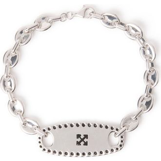 Off-white Quotable Logo Mariner Chain Bracelet in Silver at Nordstrom, Size 8