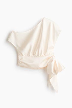 H&M Satin One-shoulder Blouse in Cream at Nordstrom, Size X-Small