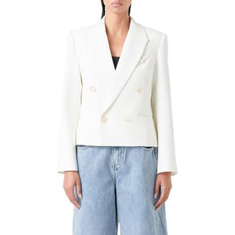 Grey Lab Double Breasted Blazer in White at Nordstrom Rack, Size X-Small