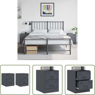 vidaXL vidaXL Comodino da camera da letto - Comodini 2 pz Antracite 34,5x39x44 cm in Acciaio