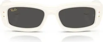 Ray-Ban x A$AP Rocky Kiliane 55mm Rectangular Puffer Sunglasses in Full Cream/dark Grey at Nordstrom