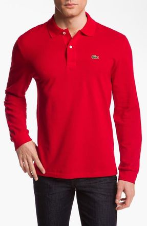 Lacoste Regular Fit Long Sleeve Piqu&eacute; Polo in Rouge at Nordstrom, Size 8