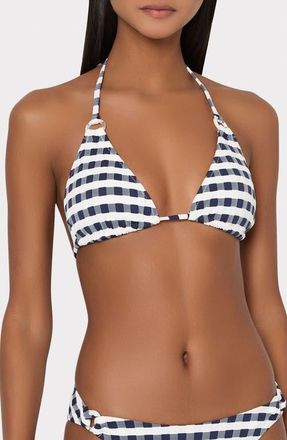 Milly Cottage Jacquard Bikini Top in Navy/White at Nordstrom, Size X-Small