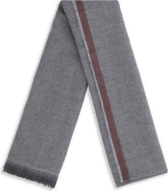 Brunello Cucinelli Mens Cashmere Scarf Grey Burgundy Scarfs