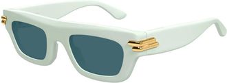 Bottega Veneta Elegante Rechthoekige Witte Zonnebril - Dames - Zonnebrillen - Wit - ONE Size - Nylon - Accessoires