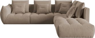 MICADONI 7-Sitzer Design Ecksofa Bloom mit Eckteil rechts - Samtbezug