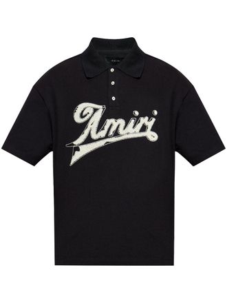 Amiri embroidered-logo polo shirt - men - Cotton - M - Black
