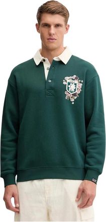 Emporio Armani Sweatshirt met knopen - Heren - Sweatshirts - Groen - L - Katoen - Hoodies & sweatvesten