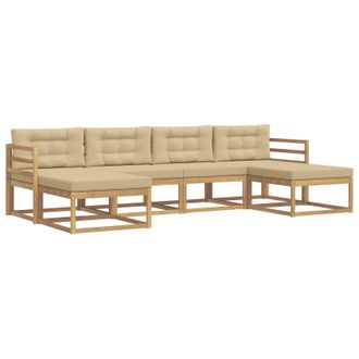 vidaXL Conjunto De Sof&aacute;s De Exterior Con Coj&iacute;n 6 Pcs Y Beige Vidaxl