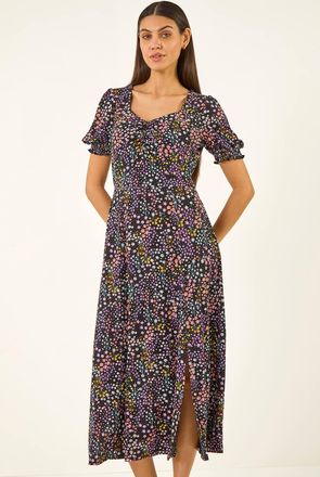 Roman Ditsy Floral Sweetheart Midi Dress