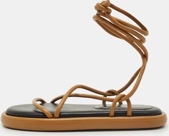 Proenza Schouler Brown Leather Pipe Flat Sandals