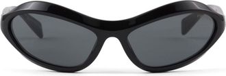 Prada curved shield-frame sunglasses - women - Bio Acetate - One Size - Black