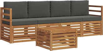 vidaXL Conjunto De Sof&aacute;s De Exterior 5 Uds. Natural Y Antracita Vidaxl