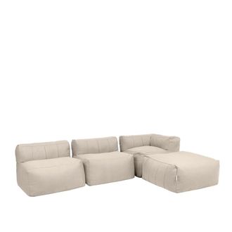 Icon Brand Puf sofá modular 4 piezas interior y exterior en olefina beige