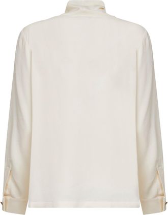 Max Mara Womens Ivory Silk Charmeuse Blouse Shirt