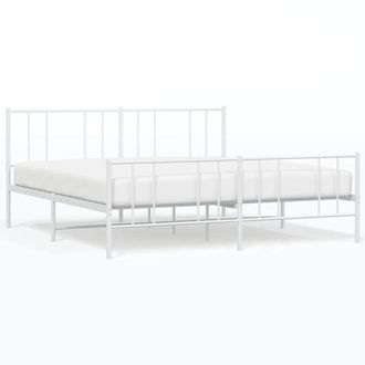 Berkfield Home Metal Bed Frame with Headboard & Footboard White 193x203 cm
