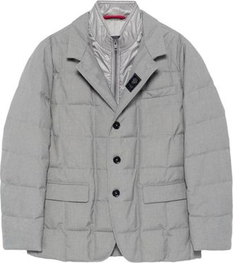 Fay Gelaagde Puffer Jacket - Heren - Winterjassen - Grijs - M - Wol - Jassen